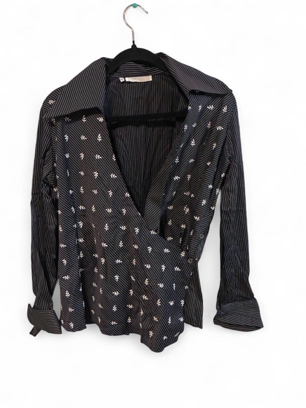 Vintage Rayure Black Striped Wrap Shirt